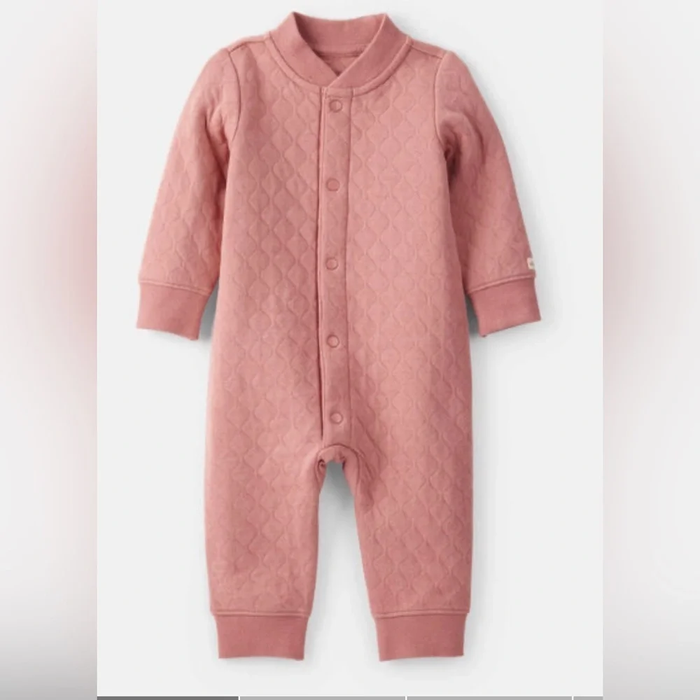 Carter’s Baby Girl Quilted Long-Sleeve Jumpsuit - Pink